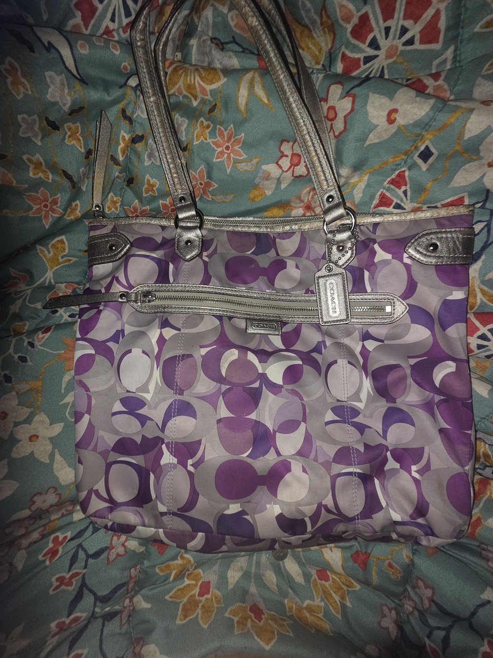Coach Purple Signature Tote Bag